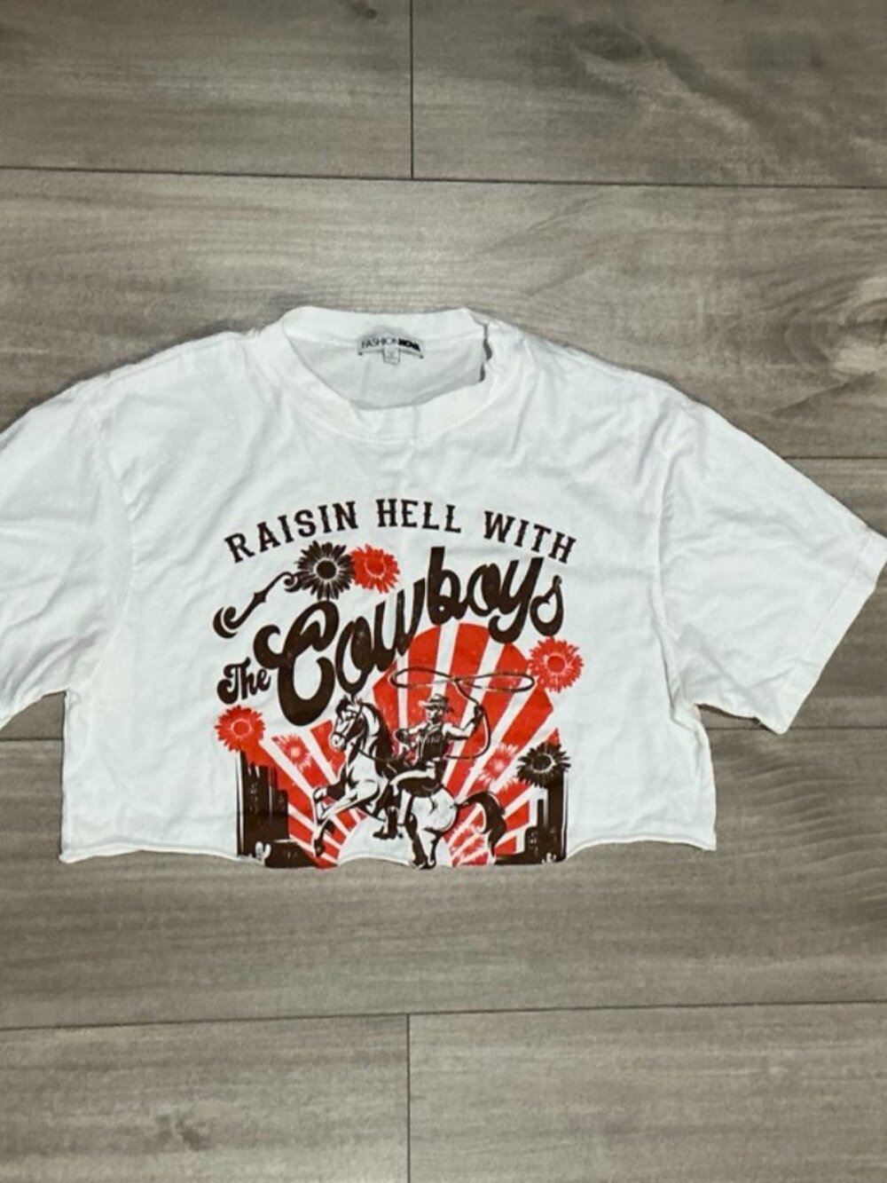 Fashion Nova Raisin Hell With The Cowboys Crop Tee Small